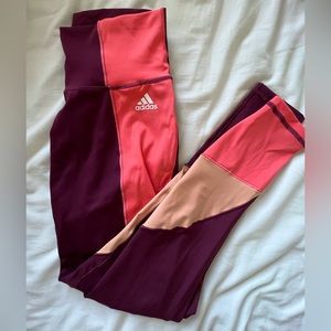 Pink and purple adidas workout leggings